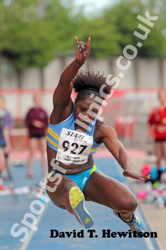 Yasmin Regis (Windsor) taking part in the long jump, 2012 North Eastern Championships.
